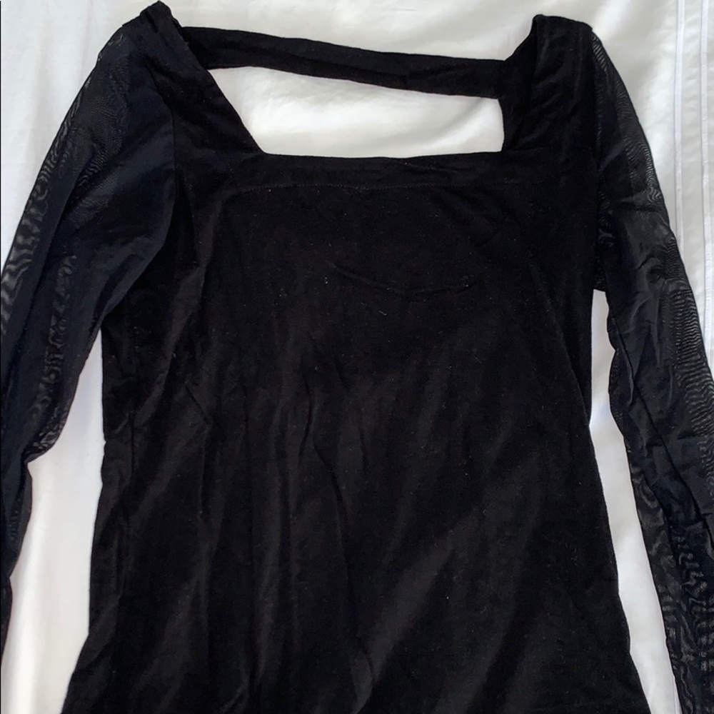 LNA Black Long Sleeve with Mesh Sleeves